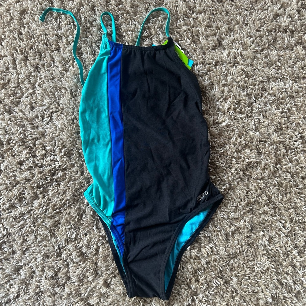 Speedo Black and Blue One Piece Performance Swimsuit